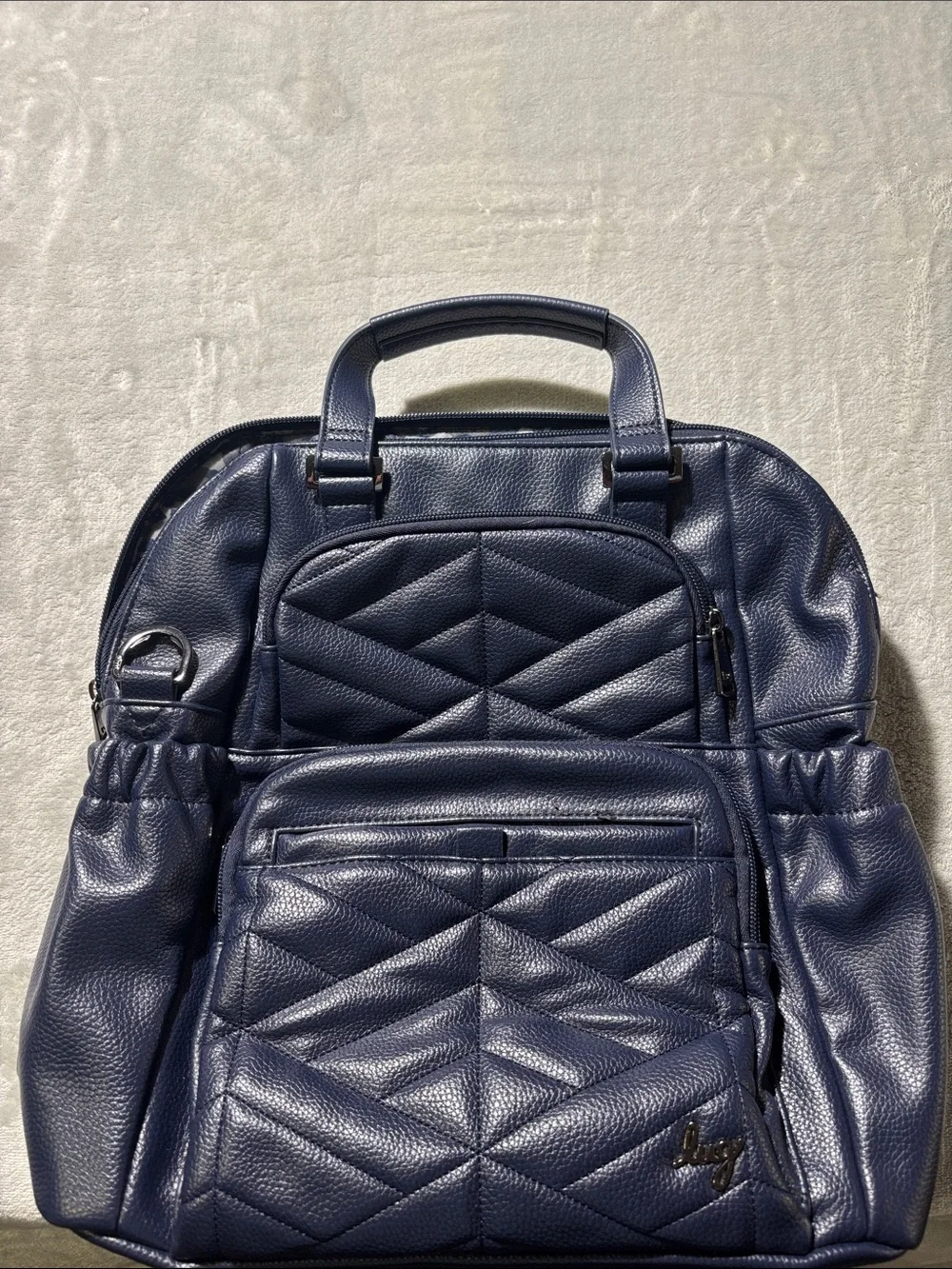 Lug Canter Navy Blue Quilted Convertible Backpack Shoulder Bag